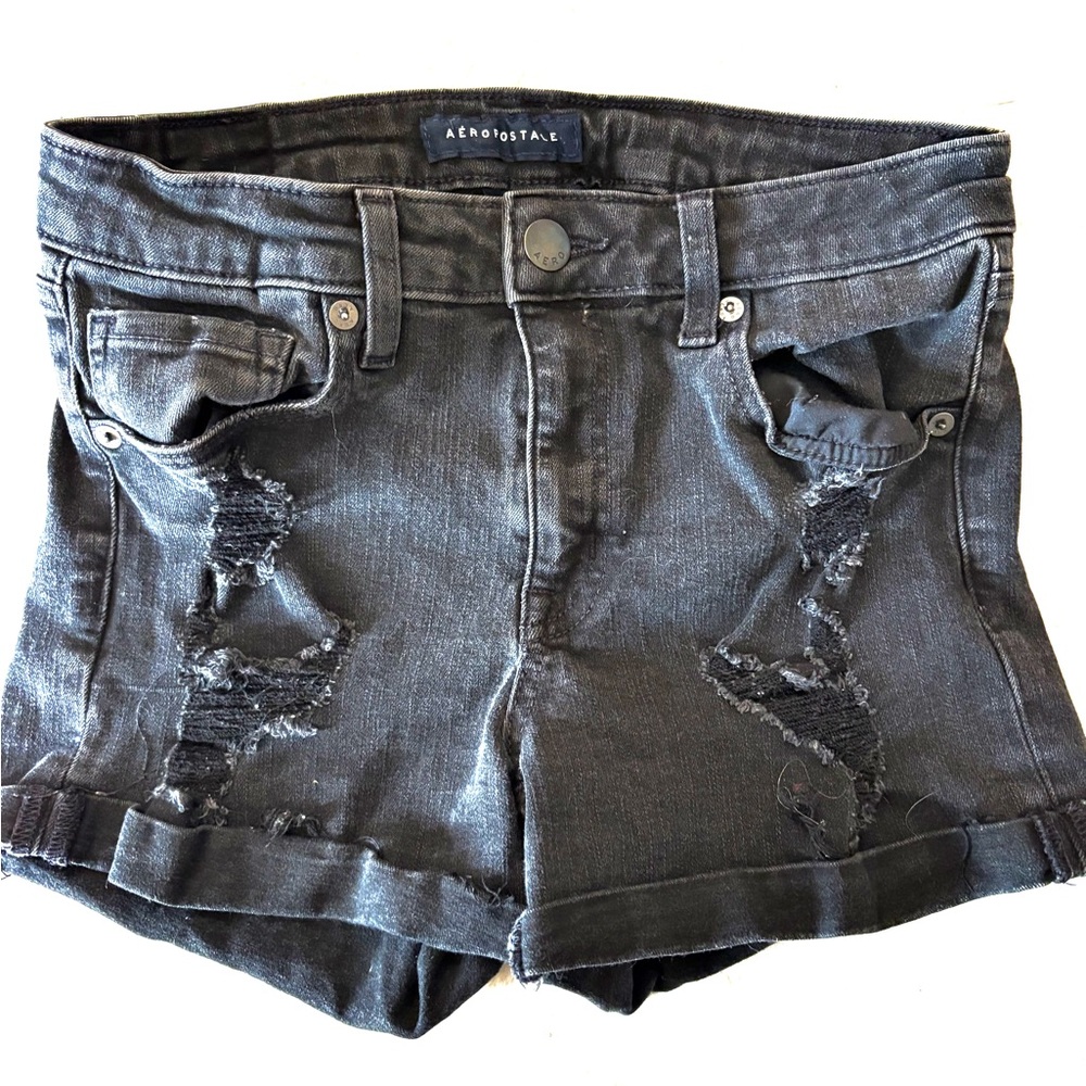 Aeropostale Women's Gray Distressed Jean Shorts